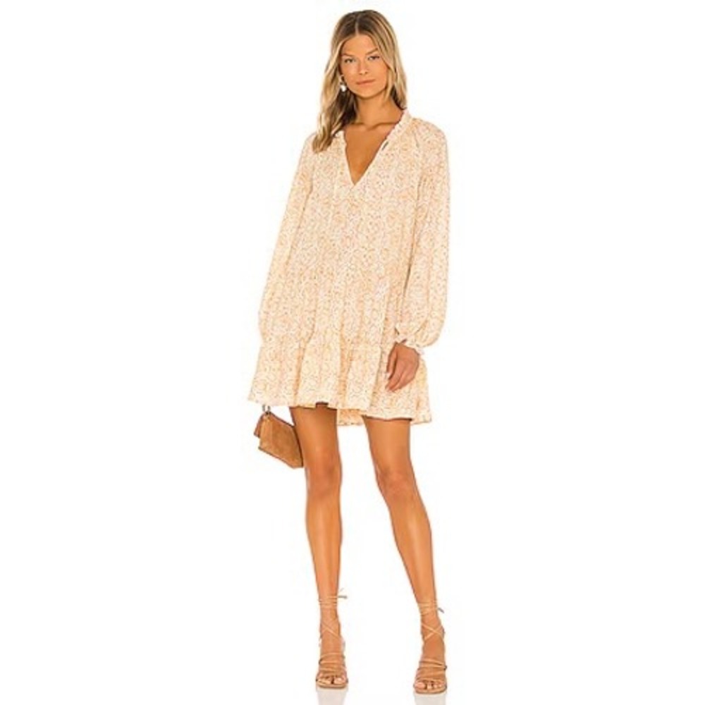 Show Me Your Mumu Birdie Mini Dress Orange Desert Snake Tiered Babydoll XS